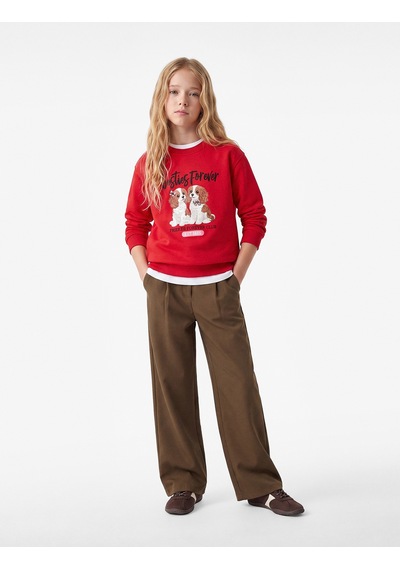 Koton Köpek Baskılı Uzun Kollu Bisiklet Yaka Üç İplik Şardonlu Sweatshirt Kırmızı 7wkg10256ak Koton Köpek Baskılı Uzun Kollu Bisiklet Yaka Üç İplik Şardonlu Sweatshirt Kırmızı 7wkg10256ak