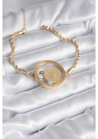 Açılabilir 316l Çelik Gold Renk Burgu Zincir Fanus Çeyrek Model Kadın Bileklik