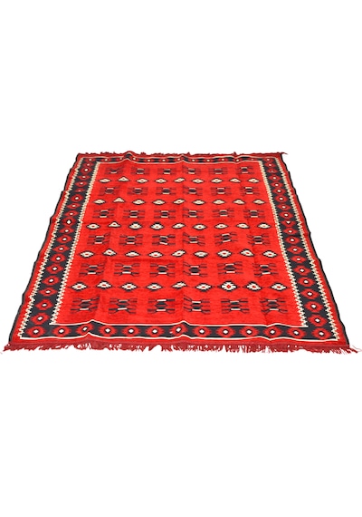 Etnik Motifli Otantik Dekoratif Kilim Desenli Halı 160cmx250cm M1 Kırmızı
