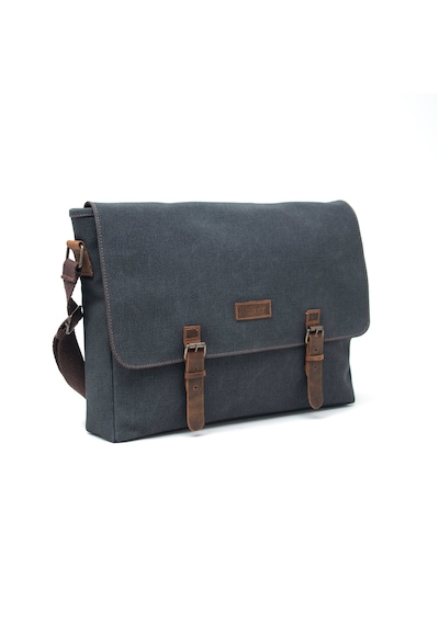 Gillario Design 03 Kanvas - Deri 15.6 Inch Postacı Laptop Çantası Siyah