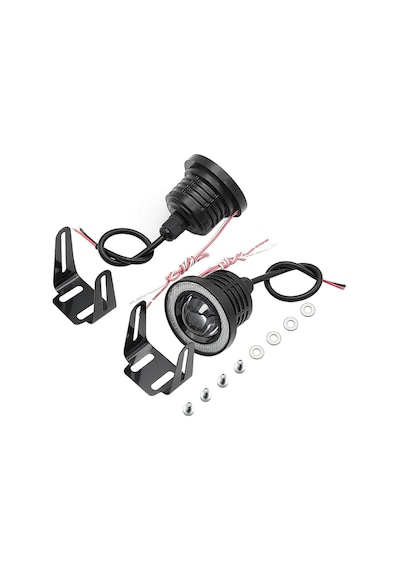 Fiat Fiorino Uyumlu, Universal Mercekli Led Angel Sis Farı, 76mm Buz Mavi Renk