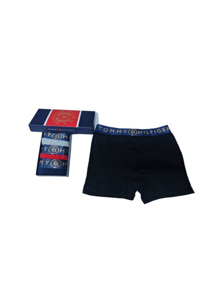 Tommy Hilfiger Erkek Boxer 4"lü Set Comfortfit Bordo - Lacivert - Gri Melanj