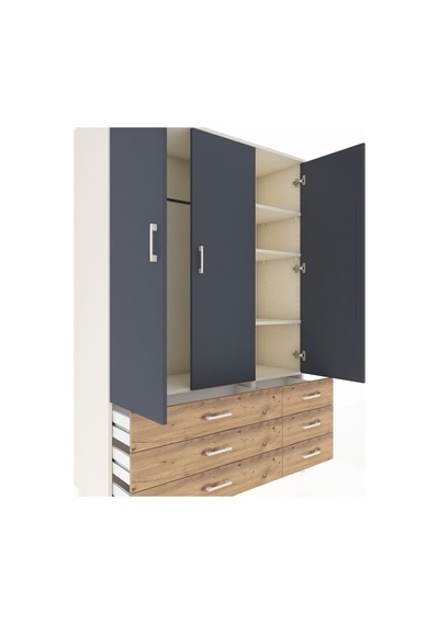 Hyperion Dolap 5 Raflı 6 Çekmeceli Tek Askılı 132x44x195 Aytaşı-antrasit/çam Antrasıt/atlas Çam Hyperion Dolap 5 Raflı 6 Çekmeceli Tek Askılı 132x44x195 Aytaşı-antrasit/çam Antrasıt/atlas Çam