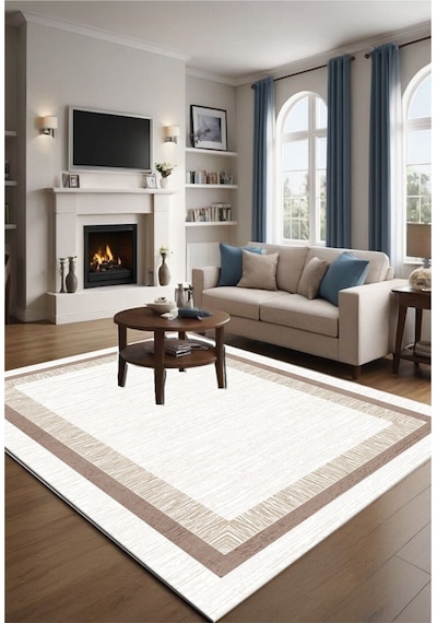 STY Home Kahverengi Dijital Baskı Salon Halısı Kaymaz Tabanlı Yıkanabilir Halı Yolluk 505 Kahverengi