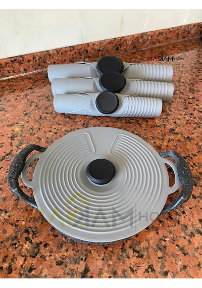 Lexroo Silikon Tencere Kapağı, Tava Kapağı, Isı Koruyucu, Vakumlu Kapak, Muhafaza Kapağı Gri, 28cm Çok Renkli