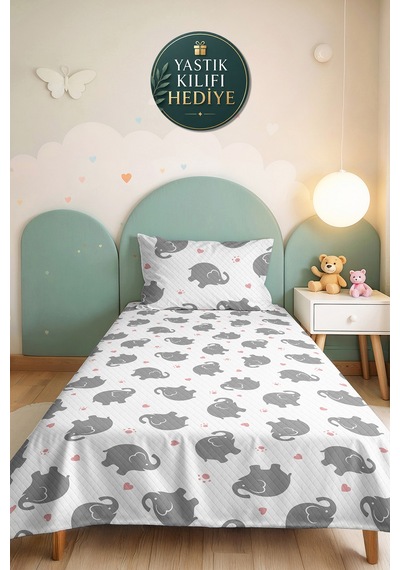 Evimde Bambaşka Gri Fil Çocuk Odası Tek Kişilik Dekoratif Pike Takımı - Sevimli Tasarımlı 160x220 CM Yatak Örtüsü Evimde Bambaşka Gri Fil Çocuk Odası Tek Kişilik Dekoratif Pike Takımı - Sevimli Tasarımlı 160x220 CM Yatak Örtüsü