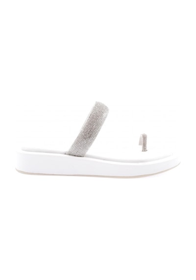 Dgn 007 Kadin Silver Taşli Parmak Arasi Terlik 007-2297-R0198 Beyaz