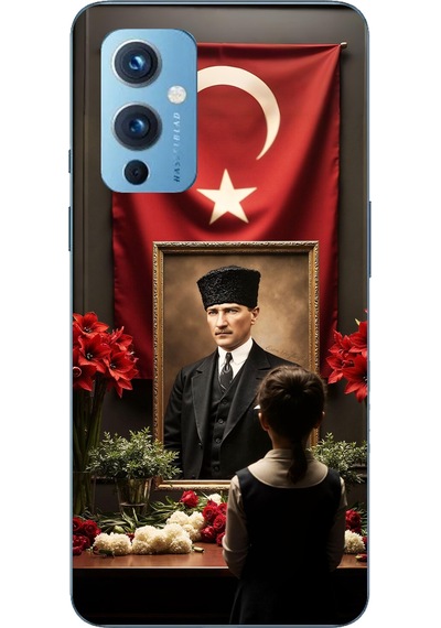 Oneplus 9 Uyumlu Atatürk Türk Bayrağı Tablo Baskılı Silikon Kılıf Renkli