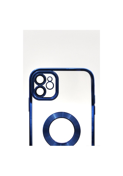 Apple Uyumlu iPhone 11 Saks Mavi Renkli Kenarlı Lazerli Şeffaf Kılıf Lens Korumalı