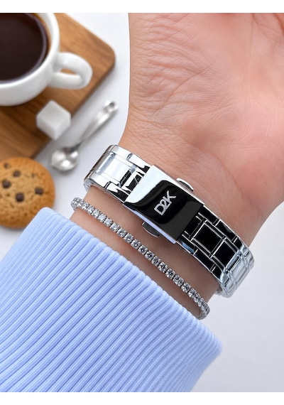 Daniel Klein 2 Yıl Garantili Çelik Kordon 30 Mt Suya Dayanıklı Kadın Kol Saati+bileklik Dkk.14494.1 Gümüş