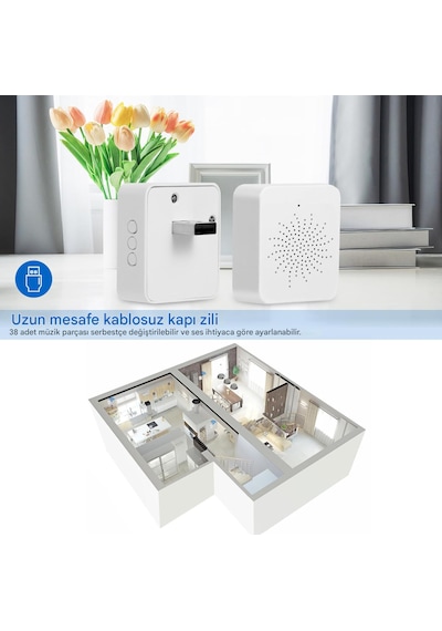 Akıllı Görüntülü Kapı Zili, Ofis Için 2.4ghz Gece Görüşlü