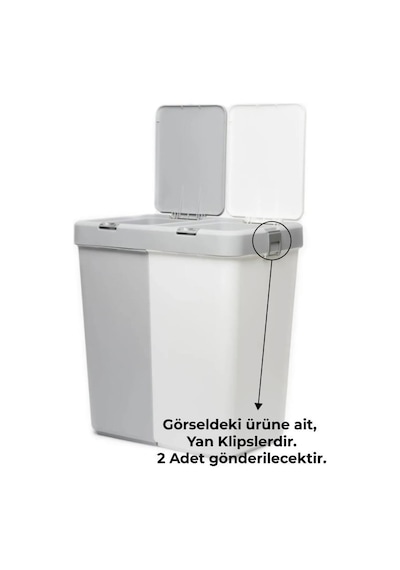 Motek Çamaşır Sepeti Çöp Kovası Yedek Yan Klips 40-80 Litre Uyumlu 2 Adet Diğer