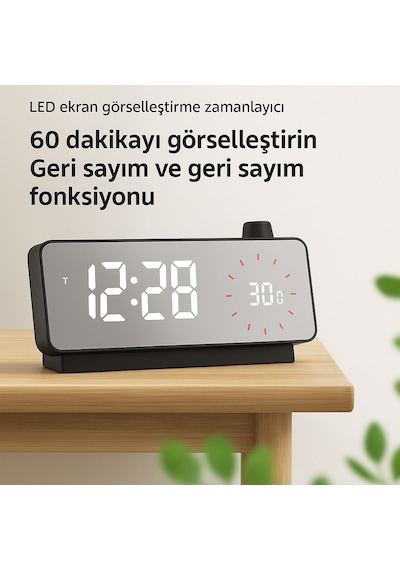 Plentiful Aynalı Led Ekranlı Saat , Çalar Saat