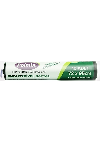 Polmix Endüstriyel Battal Boy Çöp Torbası Siyah 72 x 95 CM