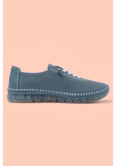 Analin Shoes Hakiki Deri Kadın Casual Ayakkabı Mavi