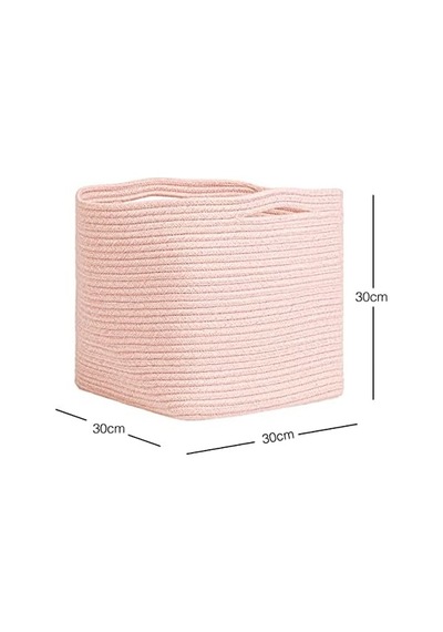 Pembe Kırçıllı Pamuklu Sepet 30 X 30 X 30 Cm Açık Gri