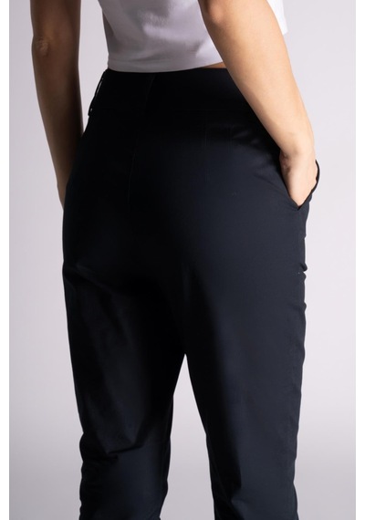 Braccas Kadın Yandan Cepli Pamuklu Chino Yüksek Bel Slim Fit Pantolon Siyah Siyah