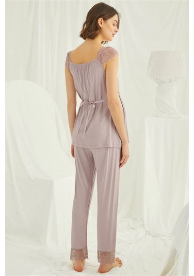 Monamise 18438440 Kadın Vizon Hamile Lohusa Seti Sabahlık Gecelik Pijama Takım
