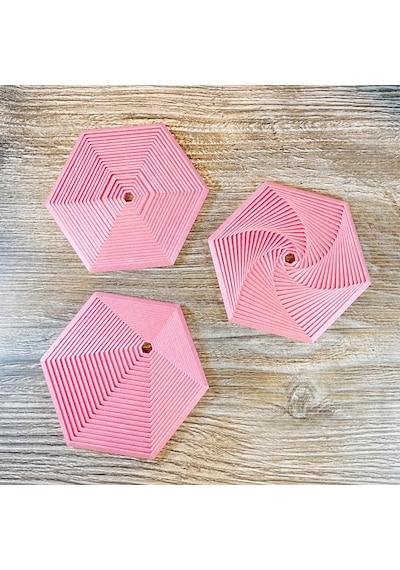 3d Baskı Super Fidget Coaster Seti - Altıgen Desenli Bardak Altlığı Ve Tutucu-pembe Diğer