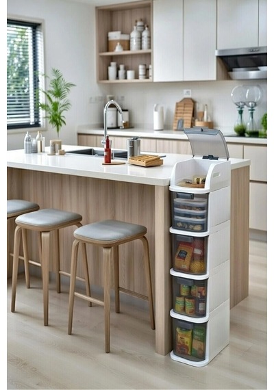 Pro Slim 4 Katlı Çekmeceli Organizer Dolap Çekmeceli Erzak Dolabı Mutfak Banyo Kiler Düzenleyici Renkli