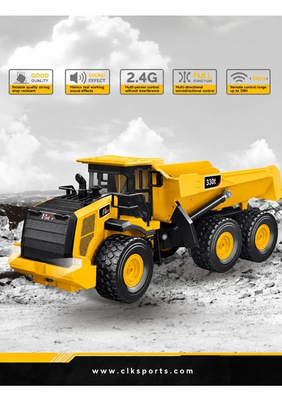 Ctoys Uzaktan Kumandalı Damperli Kamyon - Kutu Ölçüsü: 44.5 Cm , 2.4g , 1:16 Ölçekli , Şarjlı