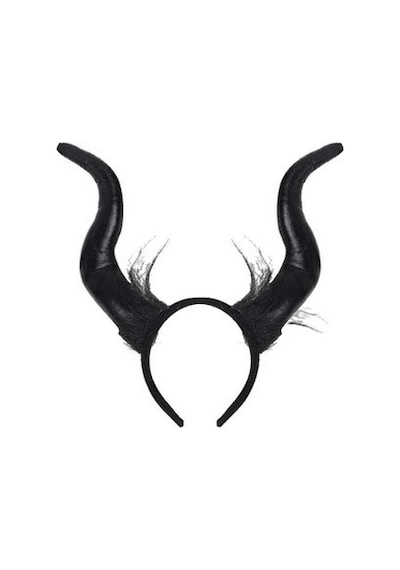 Cadılar Bayramı Malefis Maleficent Boynuzlu Taç 120 Cm Yakalı Pelerin Halloween Kostüm Seti