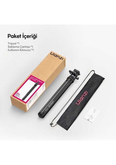 Ulanzi Mt93 160cm Otomatik Açılır Uka Ball Head Quick Release Alüminyum Tripod - T202