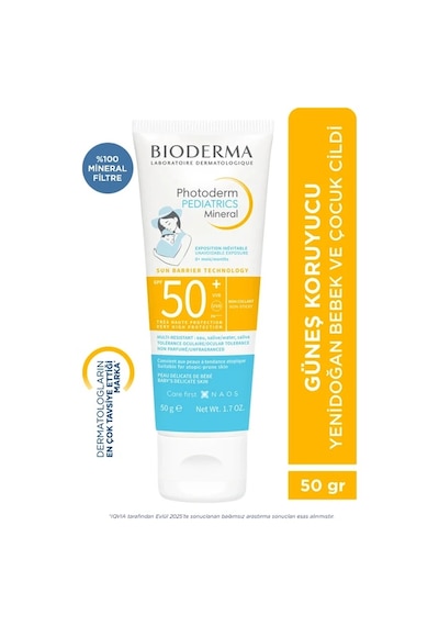 Bioderma Photoderm SPF 50+ Bebekler İçin Mineral Filtreli Güneş Koruyucu Krem 50 G
