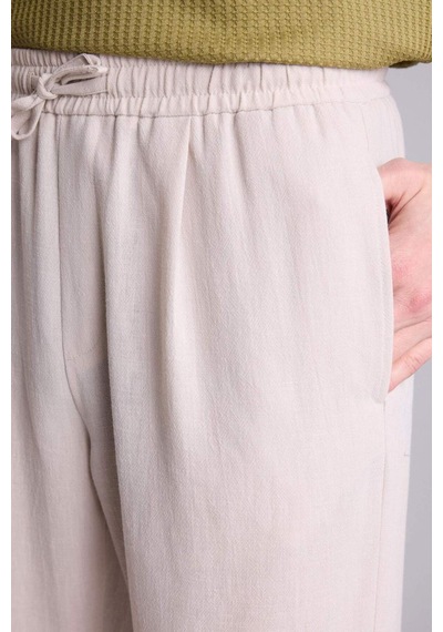 Defacto Relax Fit Kısa Paça Keten Görünümlü Pantolon E4790ax25auer22 Ekru