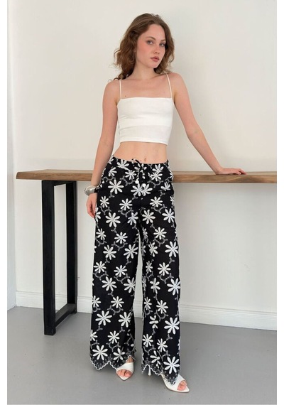 Verymoda D 2913 Nakışlı Pantolon D2913 Siyah