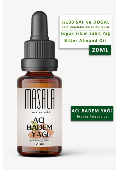 Masala Acı Badem Yağı 20 ML Soğuk Pres (Bitter Almond Carrier Oil)