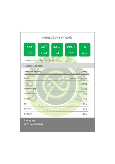 Glutensiz Fabrika Karabuğday Patlağı Sade 12 x 100 G