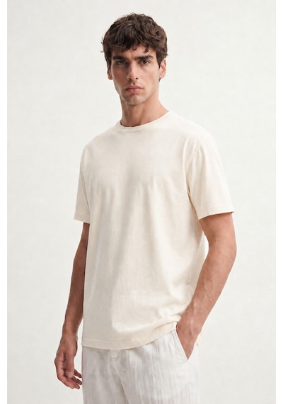 Antioch Pamuklu Erkek T-shirt Ekru