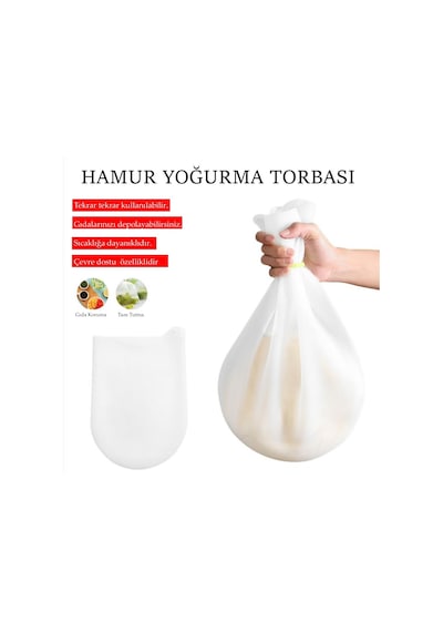 River World Orta Hamur Torbası Silikon Şeffaf Hamur Yoğurma Torbası Ekmek Makarna Mantı  Hamuru Kolay Yoğurma
