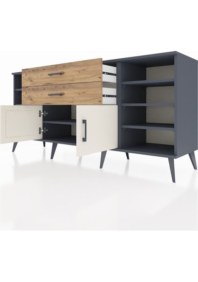 Hyperion Konsol 7 Raflı 2 Çekmeceli 2 Kapaklı 176x44x83 Antrasit-aytaşı/çam Aytaşı/çam Hyperion Konsol 7 Raflı 2 Çekmeceli 2 Kapaklı 176x44x83 Antrasit-aytaşı/çam Aytaşı/çam