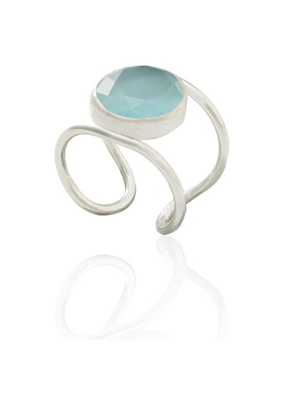 Kadir Jewellery 925 Ayar Gümüş Kaplama Zirkon Taşlı Kadın Minimal Yüzük Açık Mavi