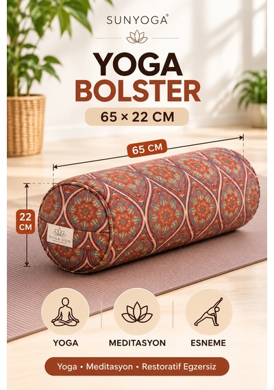 Yoga Bolster 65x22 Cm Silindir Meditasyon Minderi Kırpıntı Sünger Dolgulu Turuncu