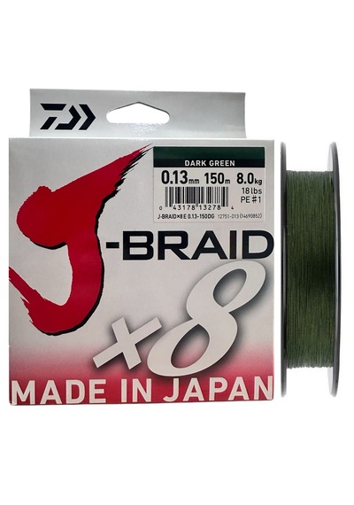 Daiwa J-braid 8x Dark Green 150 Mt 0.13 Mm İp Misina