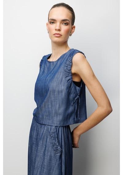 On Kadın Yanları Bağcıklı Crop Bluz 74320 Indigo Indigo On Kadın Yanları Bağcıklı Crop Bluz 74320 Indigo Indigo