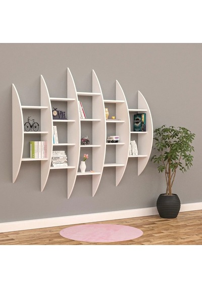 Bombe Raflı Kitaplık Mdf Antrasit Bombe Raflı Kitaplık Mdf Antrasit