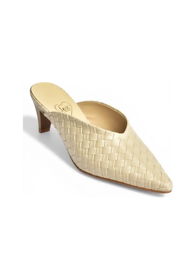 Fox Shoes Y654660709 Bej İnce Topuklu Önü Kapalı Kadın Terlik