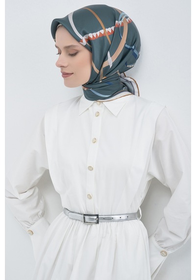 Armine Saf İpek Sura Eşarp-2026 İlkbahar-yaz- 951700d Hardal-mavi