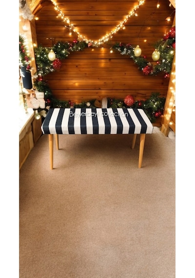 Ahşap Ayaklı Handmade Geniş Oturum Alanlı Düz Kumaş Pofidik Puf Bench, Ayak Ucu Uzatmalık Çok Renkli