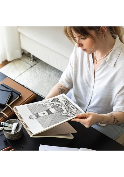 A4 Eskiz Defteri Kraft Kapak 60 Yaprak 140 Gr. Perforajlı Sketch Book Genel
