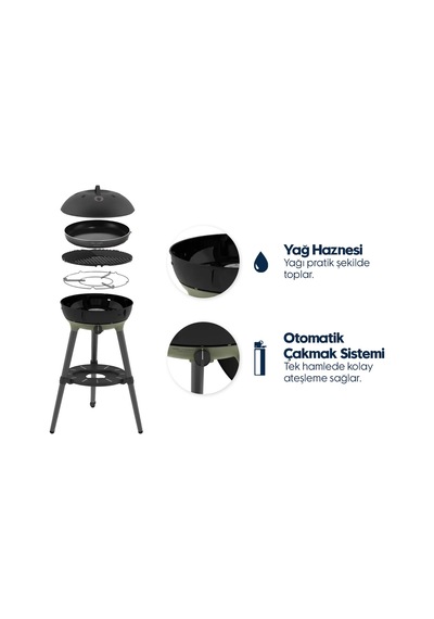 Cadac Carri Chef 40 Gazlı Barbekü - Chef Pan, Çantalı, Taşınabilir Piknik Mangalı, 40 Cm Izgara Alanı Siyah