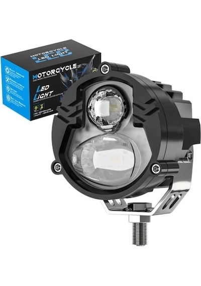 1 Adet Motosiklet Atv Utv Scooter Led Sis Farı Metal Kasa Yüksek Güçlü Delici Beyaz Sarı Çift Renk 12/24 V