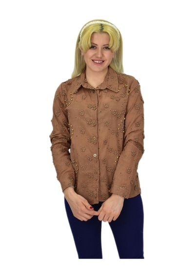 Kadın Brodeli Taşlı Bluz Bgl-st03720 001