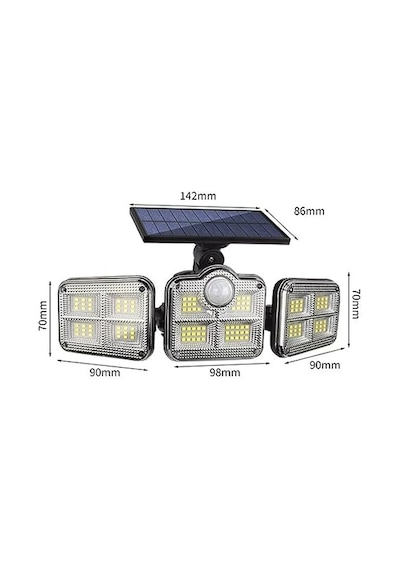 Güneş Enerjili 122 Ledli Hareket Sensörlü Bahçe Aydınlatma Sokak Lambası Solar Çok Renkli