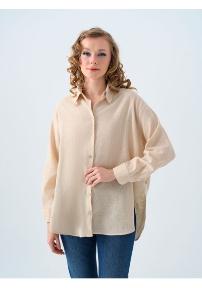 LOFT Loose Fit Kadın Gömlek U.kol Lf2038437 Q1.v1 Bej