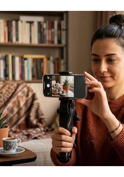 Buğz Masaüstü Telefon Tripodu Katlanabilir Telefon Tutucu Video Çekim Standı